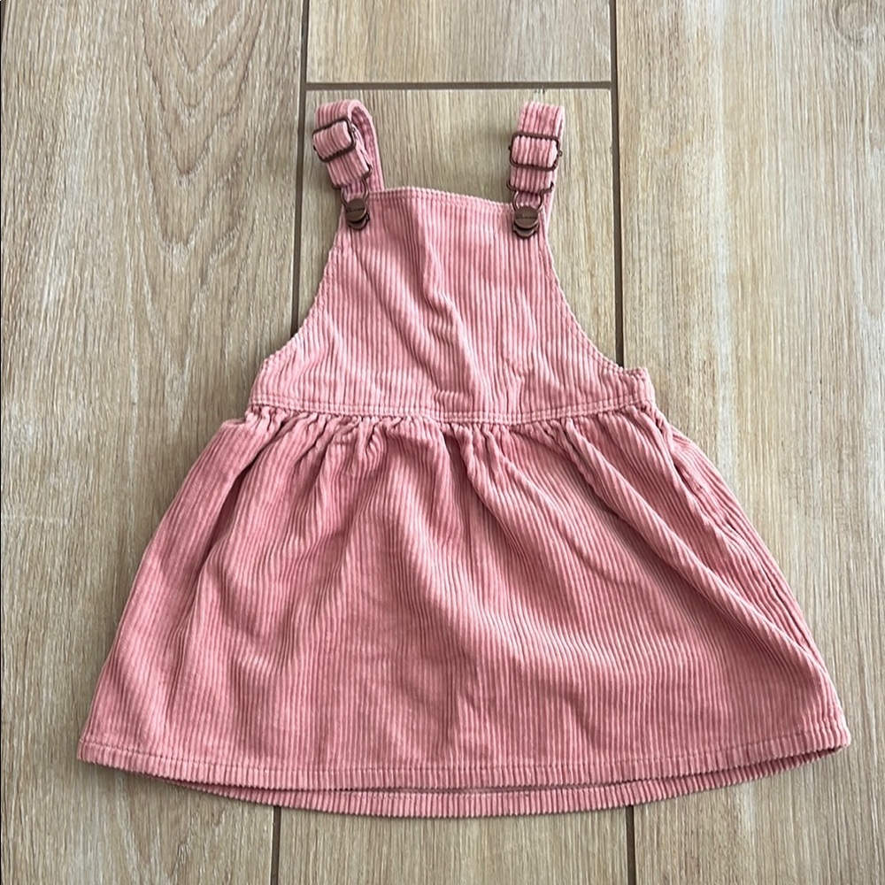 Zara Pink Corduroy Pinafore Dress overalls, size 12-18 month